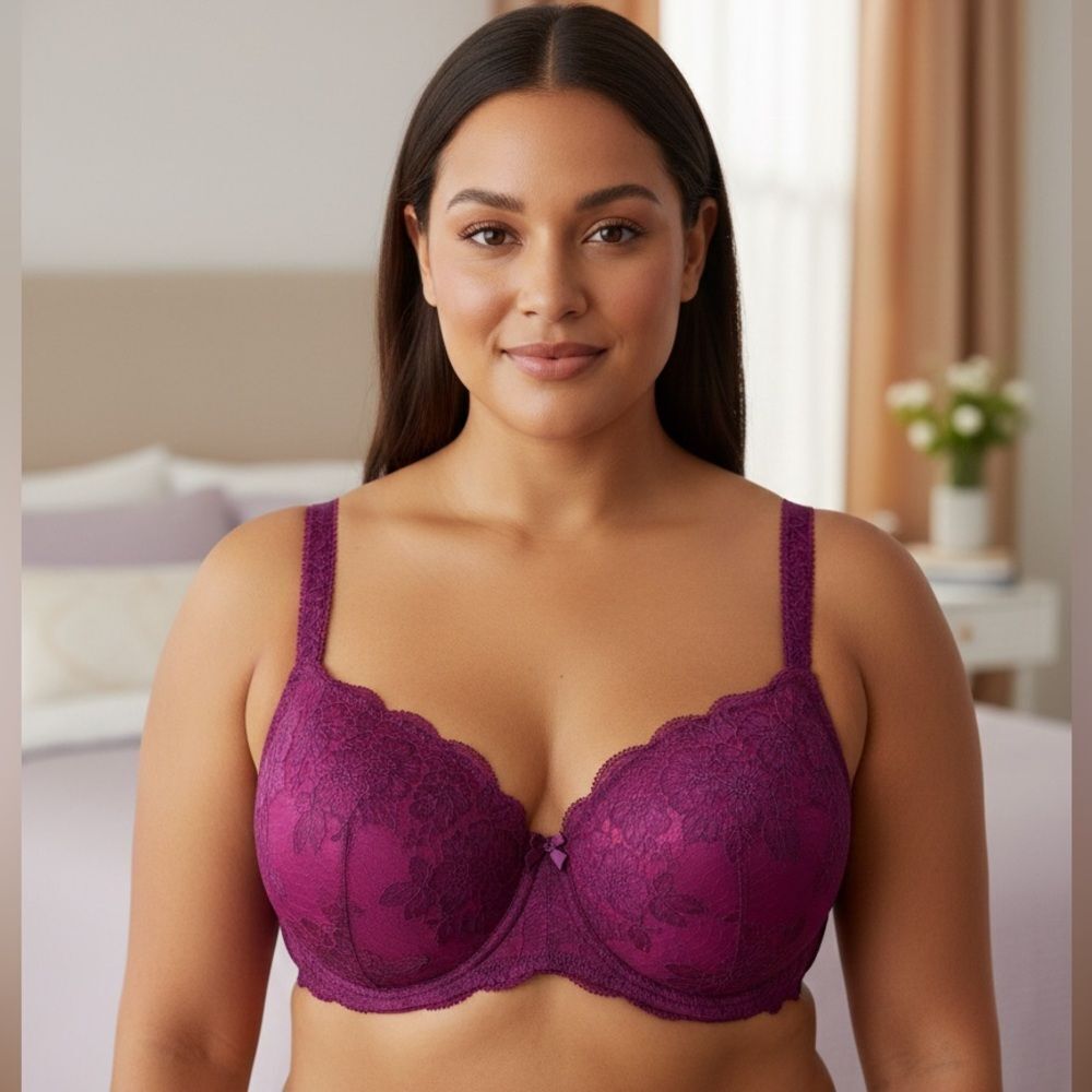 🔥 Take 50% OFF- Torrid Elegant Lace Underwire Bra - Purple, Size-46DD
